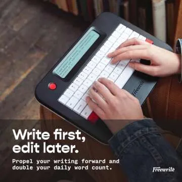 Freewrite Alpha | Portable Digital Typewriter with LCD Display, Long Battery Life, & Wi-Fi Backup for Writers | Distraction-Free Word Processor | Electronic Typewriter w/Full-Size Mechanical Keyboard