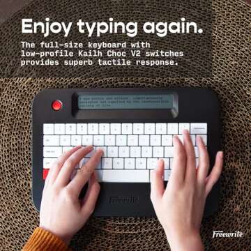Freewrite Alpha | Portable Digital Typewriter with LCD Display, Long Battery Life, & Wi-Fi Backup for Writers | Distraction-Free Word Processor | Electronic Typewriter w/Full-Size Mechanical Keyboard