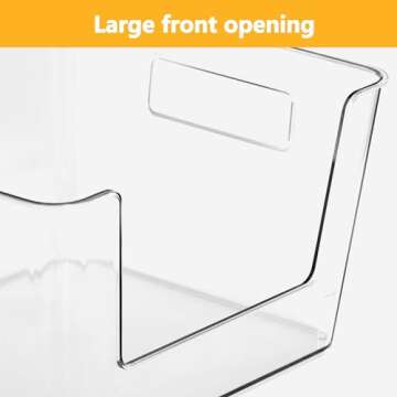 Vacane Clear Open Front Storage Bins for Easy Organization