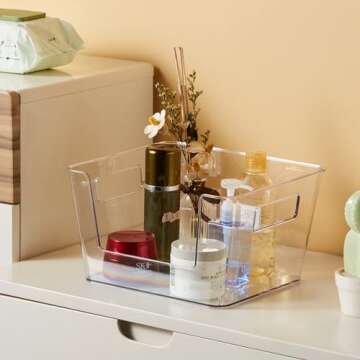 Vacane Clear Open Front Storage Bins for Easy Organization