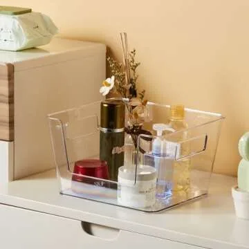 Vacane Clear Open Front Storage Bins for Easy Organization