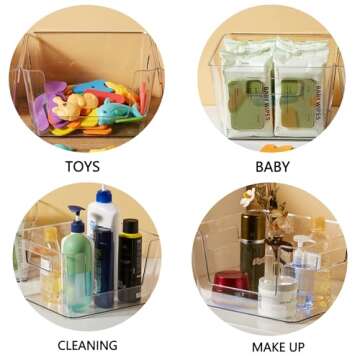 Vacane Clear Open Front Storage Bins for Easy Organization