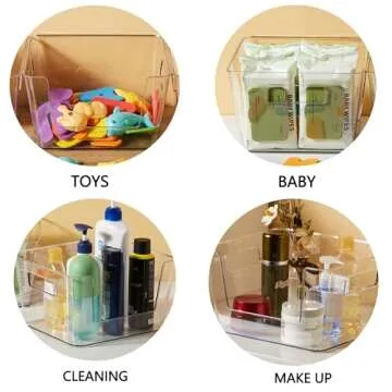 Vacane Clear Open Front Storage Bins for Easy Organization