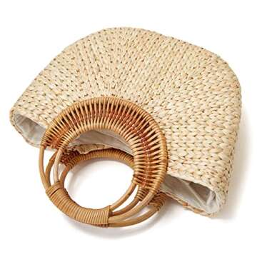 Rungion Women Girl Tote Bag Straw Hobo Handbag Fashion Woven Top Handle Bag Shoulder Bag Beach Purse Moon Bag Bucket Bag 2023 Summer