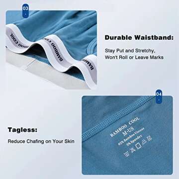 BAMBOO COOL Men’s Underwear Soft Breathable Boxer Briefs for Men Underwear