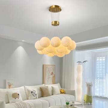 LBSQJ Mid Century 13-Lights Globe Frosted Glass Chandelier for Living Room Modern Gold Chandelier Li...