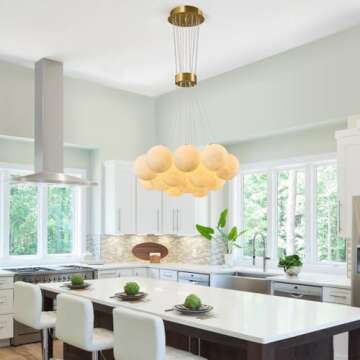 LBSQJ Mid Century 13-Lights Globe Frosted Glass Chandelier for Living Room Modern Gold Chandelier Light Fixture Dining Room Over Table Foyer Bedroom Kitchen Island