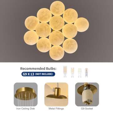 LBSQJ Mid Century 13-Lights Globe Frosted Glass Chandelier for Living Room Modern Gold Chandelier Light Fixture Dining Room Over Table Foyer Bedroom Kitchen Island