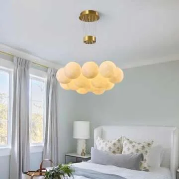 LBSQJ Mid Century 13-Lights Globe Frosted Glass Chandelier for Living Room Modern Gold Chandelier Light Fixture Dining Room Over Table Foyer Bedroom Kitchen Island