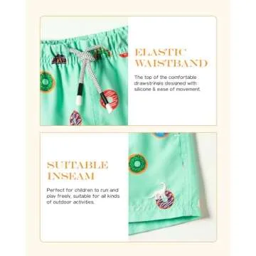 SURF CUZ Surfcuz Little Boys Swim Trunks UPF 50+ Toddler Beach Shorts Swimsuit Kids Quick Dry Swimwear(Mint Green - Donuts, 5/6)