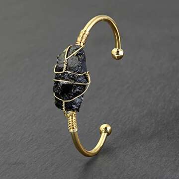 Golden Cuff Bangle Natural Healing Crystal Bracelet
