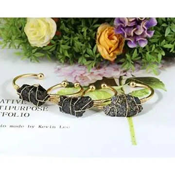 Golden Cuff Bangle Natural Healing Crystal Bracelet