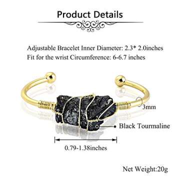 Golden Cuff Bangle Natural Healing Crystal Bracelet