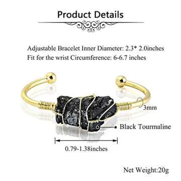 Golden Cuff Bangle Natural Healing Crystal Bracelet