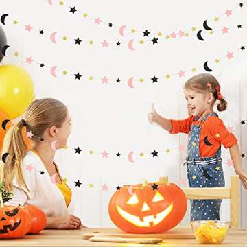 Pink and Black Halloween Decorations- 5Pcs Halloween Garland for Halloween Party Decorations,Pink Halloween,Halloween Decorations Girl,Pink Halloween Garland,Office Halloween Decorations