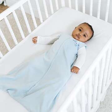 HALO Sleepsack, 100% Cotton Wearable Blanket, Swaddle Transition Sleeping Bag, TOG 0.5, Baby Blue, X-Large