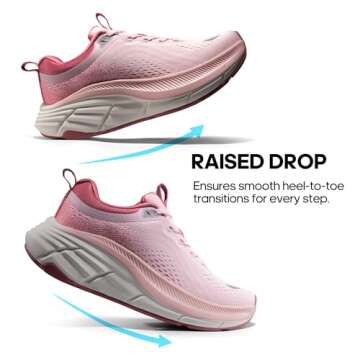 NORTIV 8 Women's Walking Shoes Cushion Comfortable ActiveBreeze Running Tennis Shoes Non-Slip Workout Gym Sports Athletic Breathable Fashion Sneakers,Size 9,Pink,SNWS248W