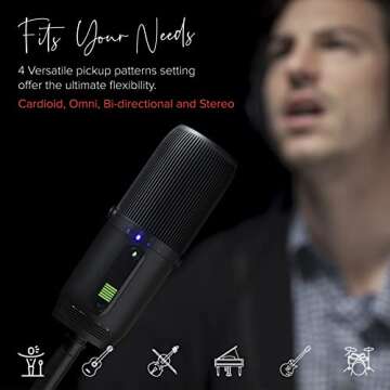 THRONMAX MDrill One USB Condenser Computer Microphone|Gaming Mic for PC, PS4 and Mac| USB-C Output|4 Pickup Patterns|Headphone Output and Volume Gain Control| Podcasts,YouTube| Plug & Play (Black)