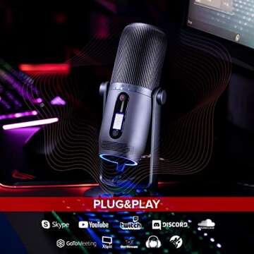 THRONMAX MDrill One USB Condenser Computer Microphone|Gaming Mic for PC, PS4 and Mac| USB-C Output|4 Pickup Patterns|Headphone Output and Volume Gain Control| Podcasts,YouTube| Plug & Play (Black)