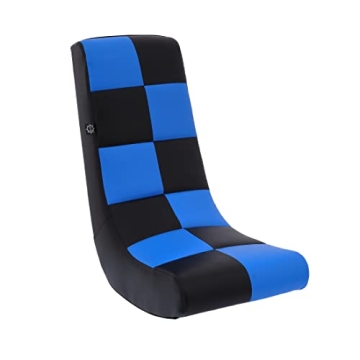 The Crew Furniture Classic Video Rocker Floor Gaming Chair for Kids and Teens in Checkered PU Faux L...