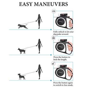 UPSKY Dog Leash with Flashlight - 16ft Retractable Leash