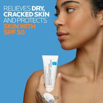 La Roche-Posay Cicaplast Balm B5 UV SPF 50, Vitamin B5 + Shea Butter + Tribioma + Madecassoside + Zinc Oxide Sunscreen, Post Treatment Skin Protectant With SPF, Multi-Purpose Cream For Dry Skin