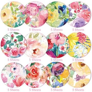 Whaline 60 Sheet Floral Pattern Paper A5 Size Watercolor Flower Scrapbook Paper Double-Sided Spring Craft Paper for DIY Card Making Scrapbook Photo Album Junk Journal Decor