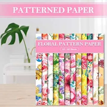 Whaline 60 Sheet Floral Pattern Paper A5 Size Watercolor Flower Scrapbook Paper Double-Sided Spring Craft Paper for DIY Card Making Scrapbook Photo Album Junk Journal Decor