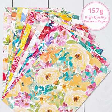 Whaline 60 Sheet Floral Pattern Paper A5 Size Watercolor Flower Scrapbook Paper Double-Sided Spring Craft Paper for DIY Card Making Scrapbook Photo Album Junk Journal Decor