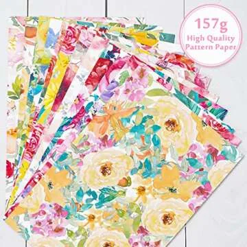 Whaline 60 Sheet Floral Pattern Paper A5 Size Watercolor Flower Scrapbook Paper Double-Sided Spring Craft Paper for DIY Card Making Scrapbook Photo Album Junk Journal Decor