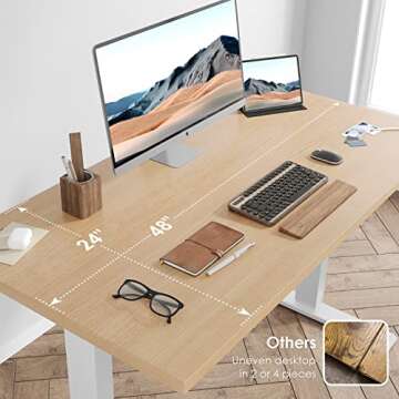 Smart Advanced Standing Desk, Easy Assembly (10 Minutes)，Dual Motor Electric Adjustable Height Desk for Home Office, 48 x 24 Inch Table，Sit to Stand Desk Laptop Computer Writing Office Desks