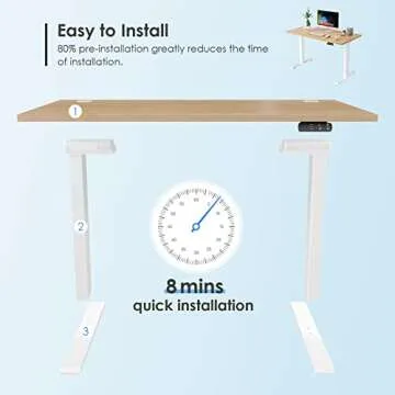 Smart Advanced Standing Desk, Easy Assembly (10 Minutes)，Dual Motor Electric Adjustable Height Desk for Home Office, 48 x 24 Inch Table，Sit to Stand Desk Laptop Computer Writing Office Desks