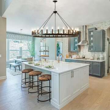 53 Inch Large Black Wagon Wheel Chandelier 30-Light Farmhouse Wagon Wheel Chandeliers Round Industri...