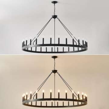 Large Black Wagon Wheel Chandelier for High Ceilings