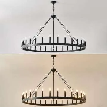 Large Black Wagon Wheel Chandelier for High Ceilings