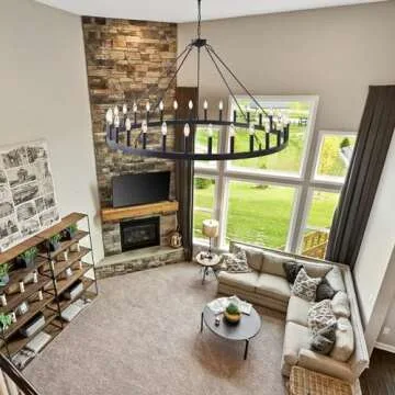 Large Black Wagon Wheel Chandelier for High Ceilings