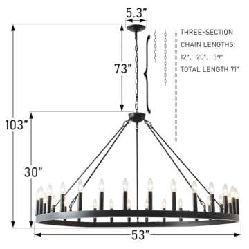 Large Black Wagon Wheel Chandelier for High Ceilings