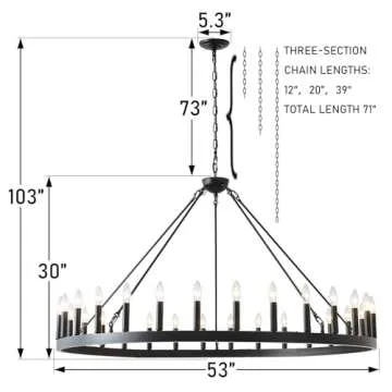 Large Black Wagon Wheel Chandelier for High Ceilings