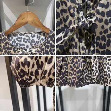 Tie Front Leopard Print Peplum Blouse for Women