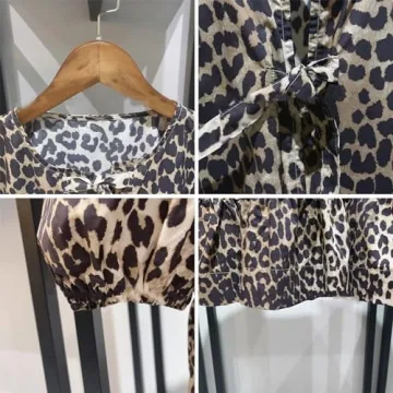 Tie Front Leopard Print Peplum Blouse for Women