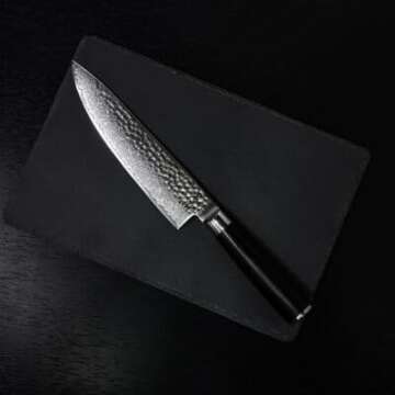 Authentic Japanese Katsuki 8 Inch Damascus Mirrored Chef Knife, Handcrafted VG-10 Steel, Ergonomic H...