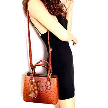 Trendeology Chic Vegan Leather Satchel Well-Organized Bag