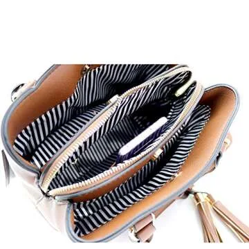 Trendeology Chic Vegan Leather Satchel Well-Organized Bag