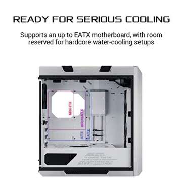 ASUS ROG Strix Helios GX601 White Edition RGB Mid-Tower Computer Case for ATX/EATX Motherboards with tempered glass, aluminum frame, GPU braces, 420mm radiator support and Aura Sync
