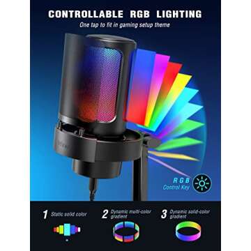 FIFINE Gaming Microphone, USB PC Mic for Streaming, Podcasts, Recording, Condenser Computer Desktop ...