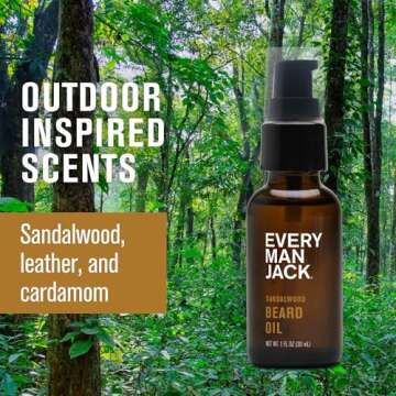 Every Man Jack Mens Beard Oil - Subtle Sandalwood Fragrance - Deeply Moisturizes and Softens Your Beard and Adds a Natural Shine - Naturally Derived with Shea Butter and Argan Oil - 1 fl oz (2 Pack)