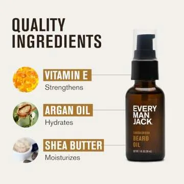 Every Man Jack Mens Beard Oil - Subtle Sandalwood Fragrance - Deeply Moisturizes and Softens Your Beard and Adds a Natural Shine - Naturally Derived with Shea Butter and Argan Oil - 1 fl oz (2 Pack)