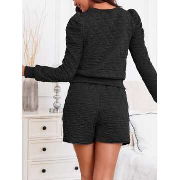 Fisoew Women's 2 Piece Lounge Wear Set Long Sleeve Argyle Sweatshirts and Wrap Skorts Casual Sets