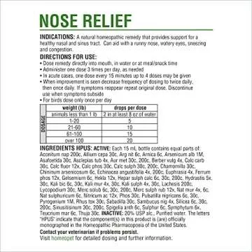 HomeoPet Nose Relief, Safe and Natural Nasal and Sinus Medicine for Cats, Dogs, and Other Small Animals, Pet Congestion Medicine, 15 Milliliters