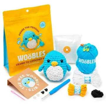 The Woobles Beginners Crochet Kit with Easy Peasy Yarn as seen on Shark Tank Bundle - with Step-by-S...